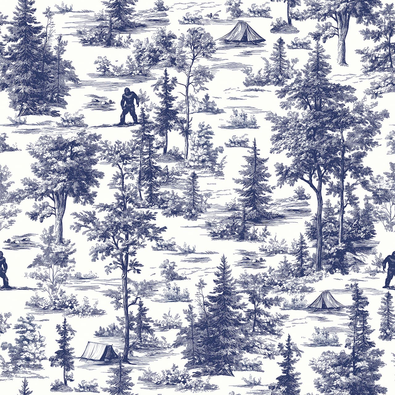 Designs Direct Bigfoot Novelty Toile Peel & Stick Wallpaper